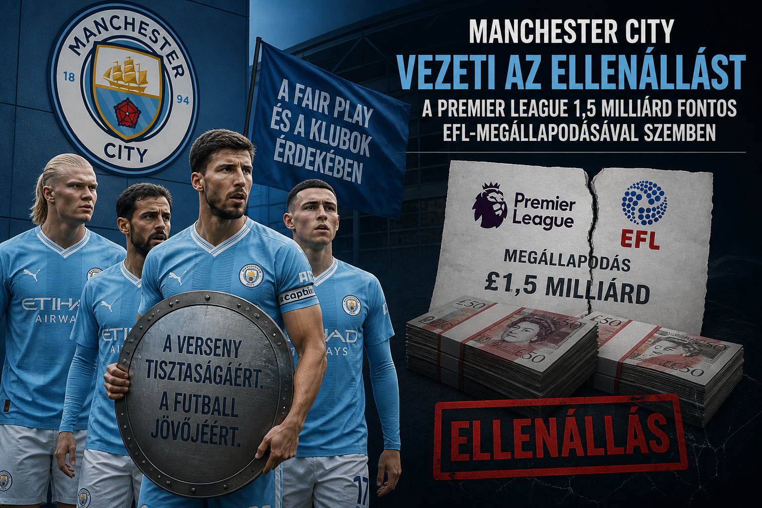 Manchester City vezeti a lázadást a Premier League 1,5 milliárd fontos EFL-megállapodása ellen