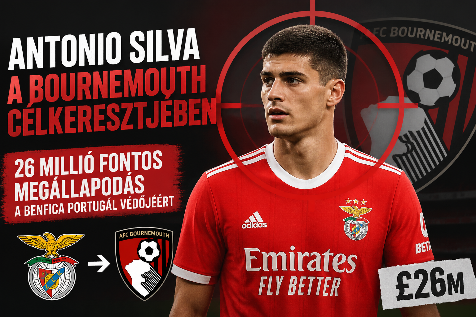 Antonio Silva a Bournemouth célkeresztjében – 26 millió fontos megállapodás a Benfica portugál védőjéért