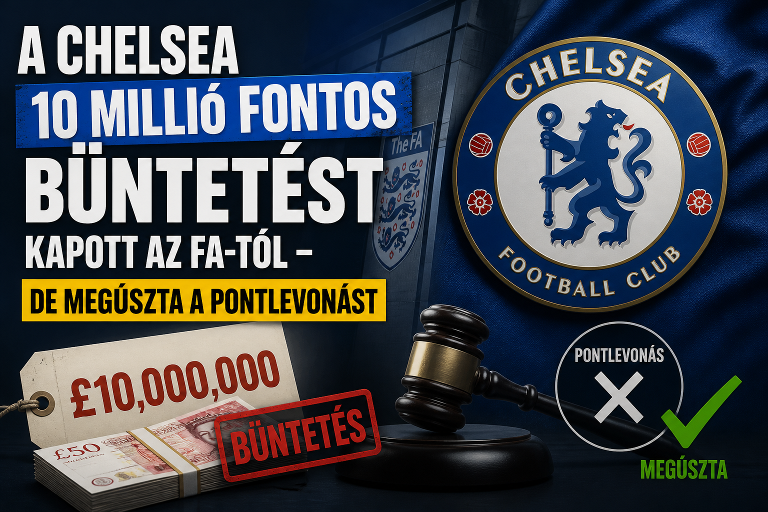 A Chelsea 10 millió fontos büntetést kapott az FA-tól – de megúszta a pontlevonást