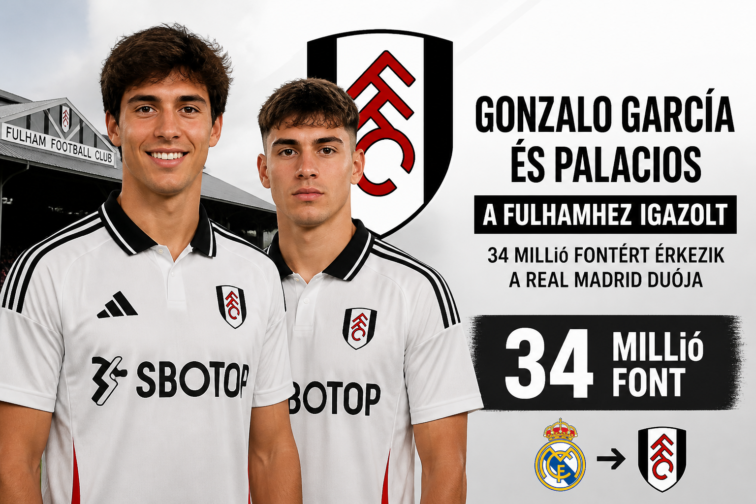 Gonzalo García és Palacios a Fulhamhez igazolt – 34 millió fontért érkezik a Real Madrid duója