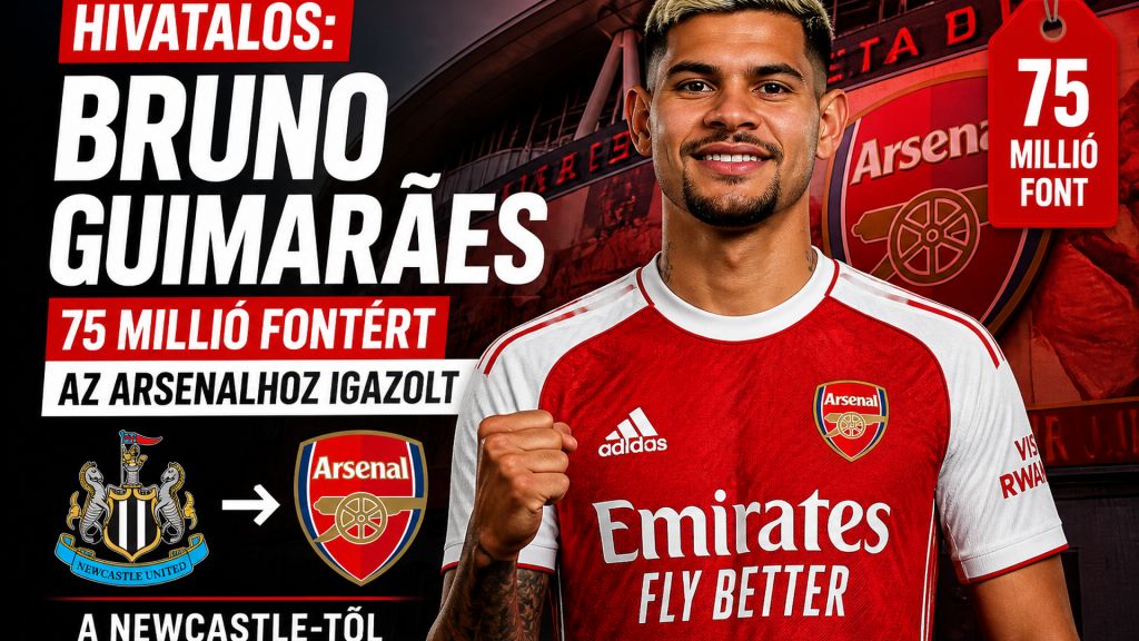 Bruno Guimarães 75 millió fontért az Arsenalé