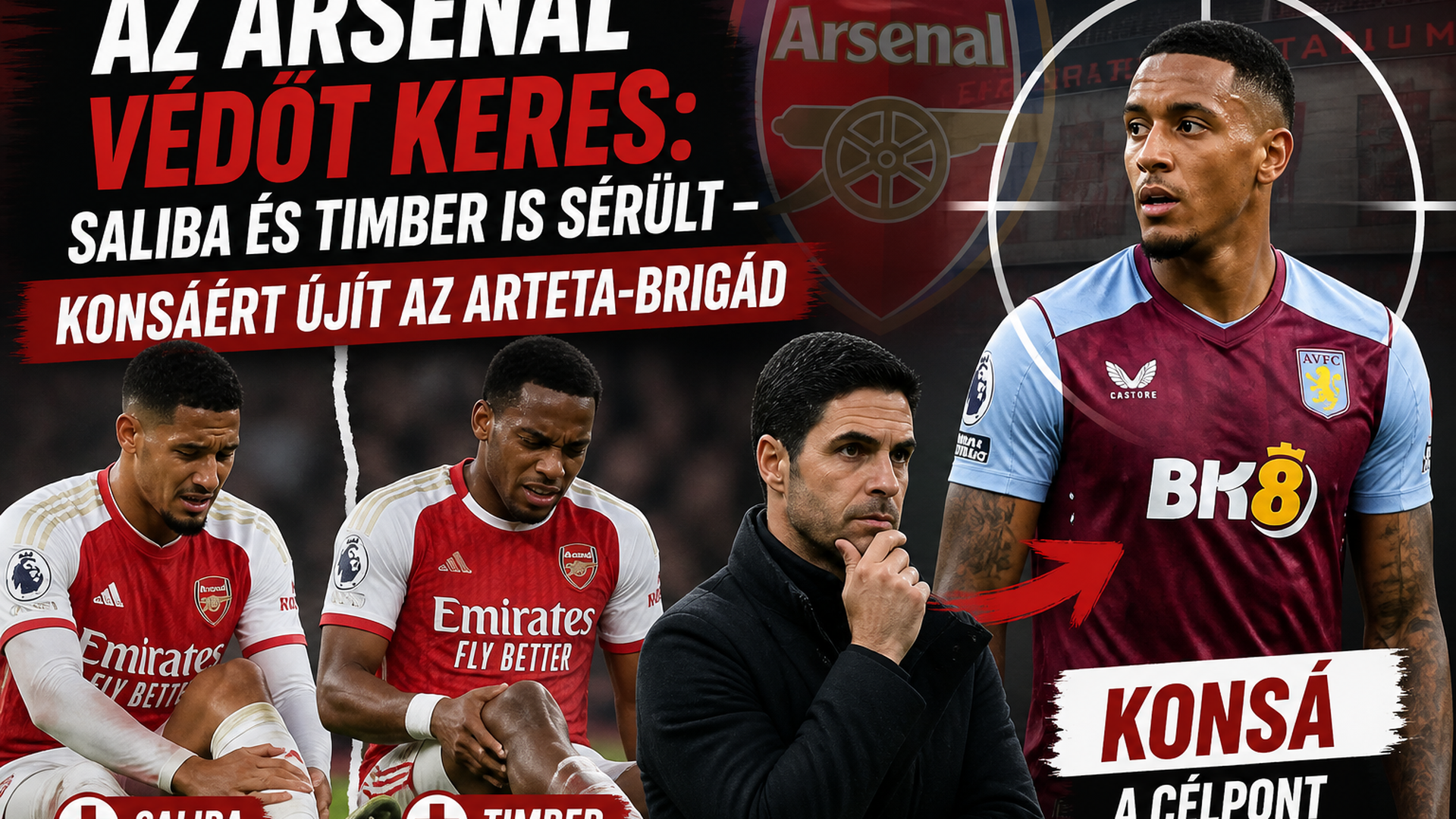 Az Arsenal védőt keres: Saliba és Timber is kidőlt – Konsáért újít Arteta