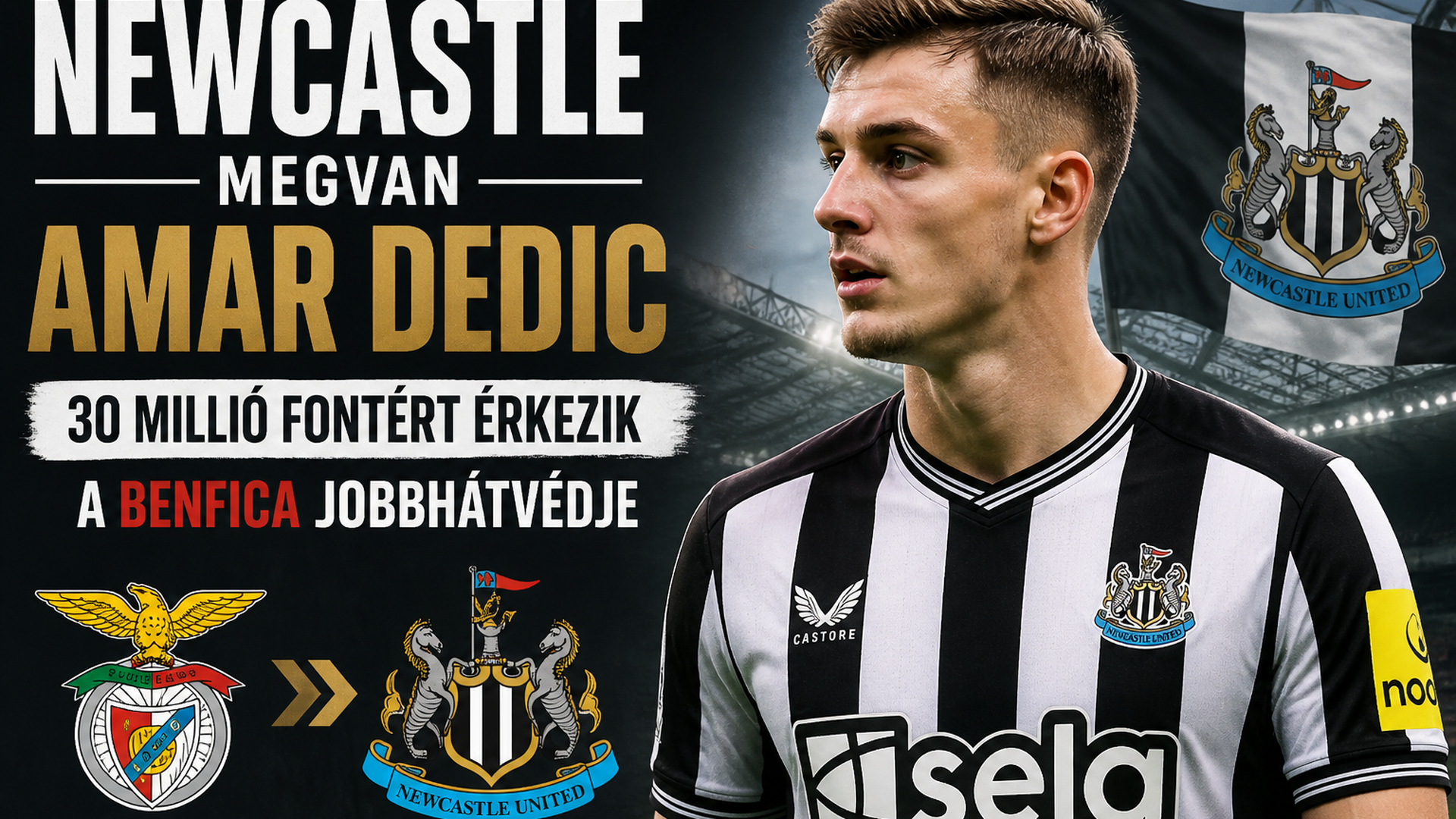 Newcastle megvan: 30 millió fontért érkezik Amar Dedic a Benficától