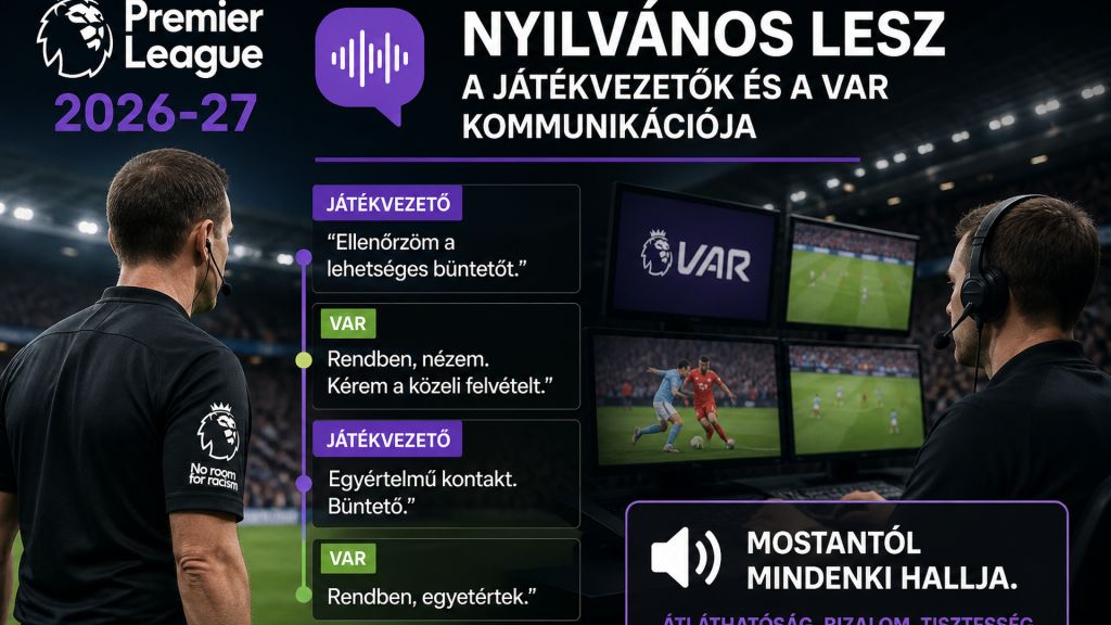 Új VAR- és játékvezetői kommunikáció a Premier League-ben